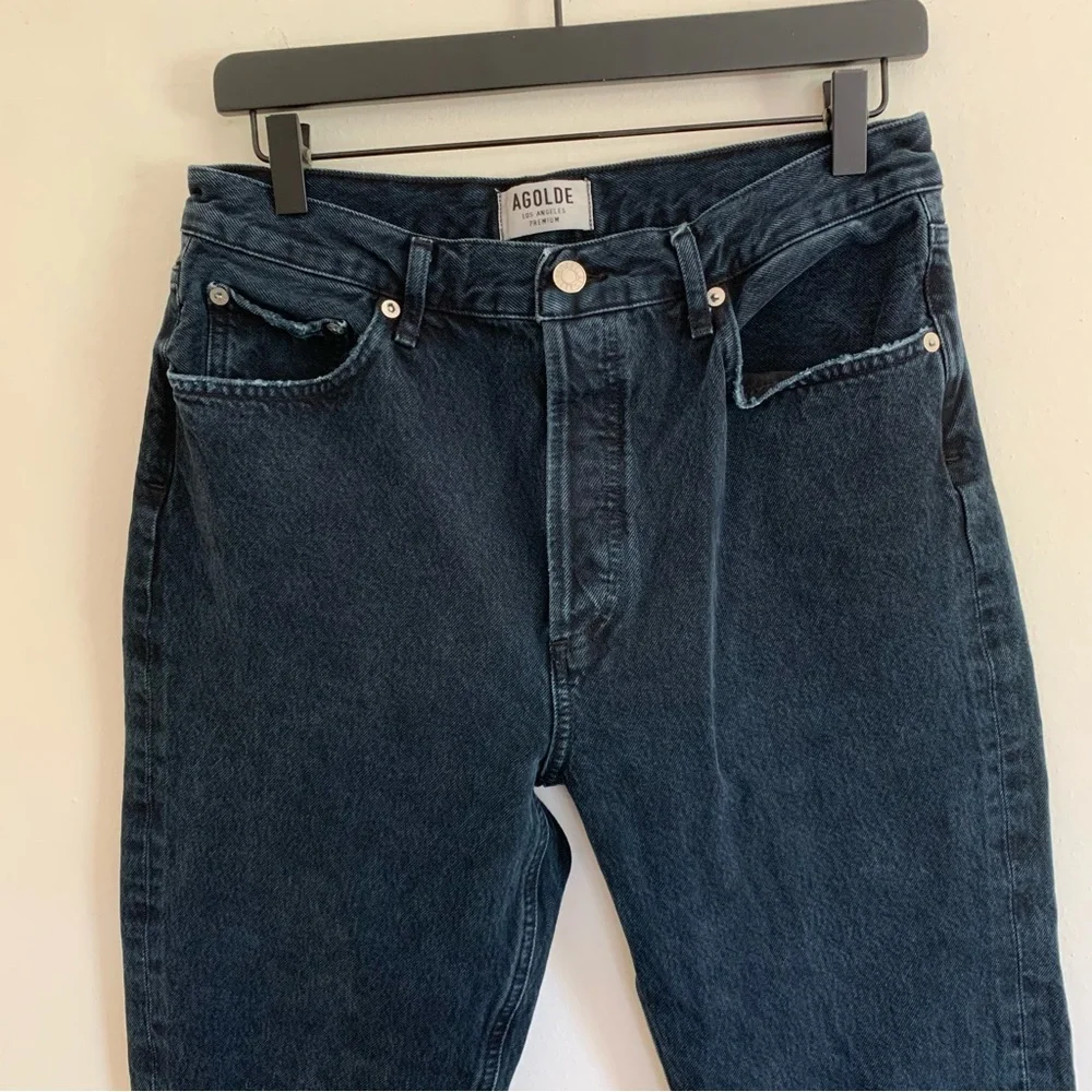 AGOLDE Riley Jeans Busted Knees Dark Blue - Picture 2 of 8